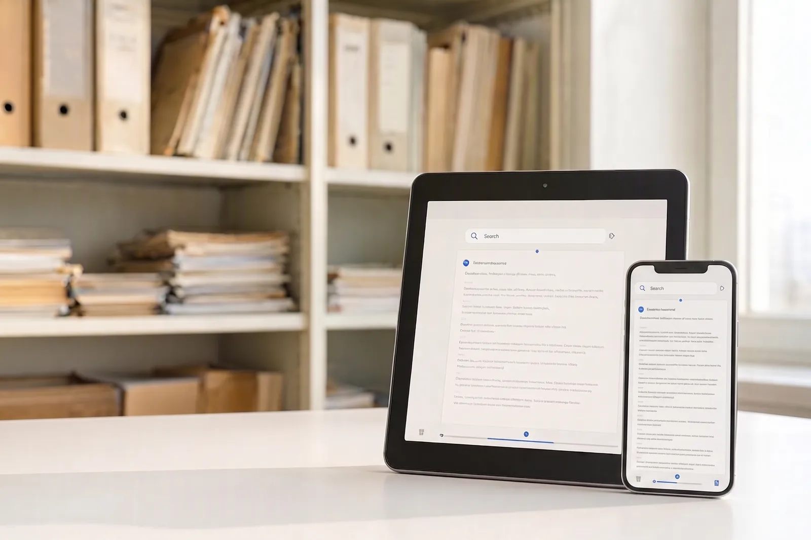 Documenti d'archivio cartacei resi digitali e consultabili con la ricerca su tablet e smartphone